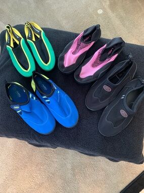 Assorted Water Shoes - Green/Yellow, Pink/Black, Blue, Black